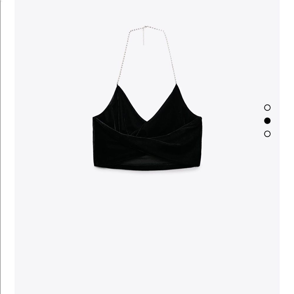 Zara rhinestone jewel strap velvet crop top